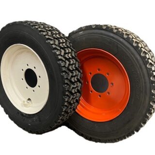 Skid steer snow tire kit — set of 4 mounted on wheels